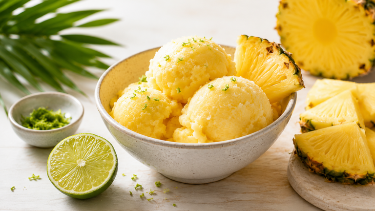Sorbet all’Ananas Fatto in Casa: Fresco, Naturale e Pronto in Pochi Minuti